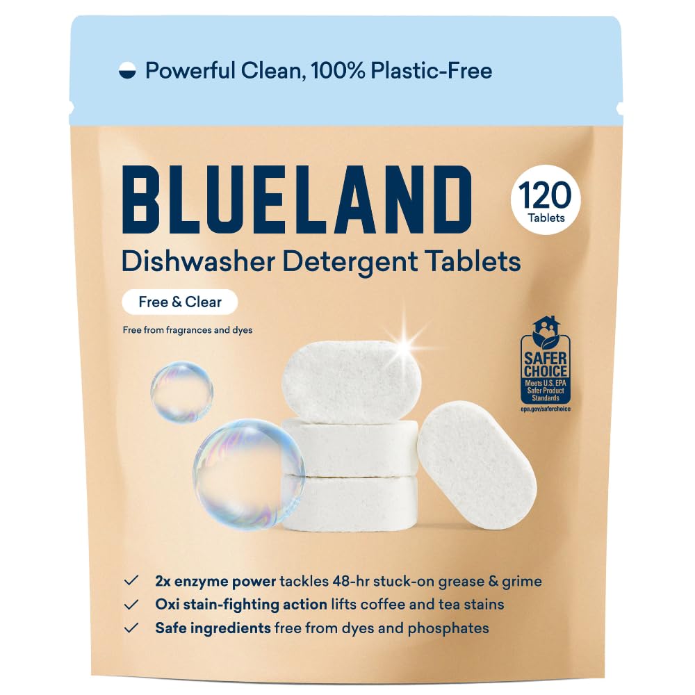 BLUELAND 100% Plastic-Free Dishwasher Detergent Tablets