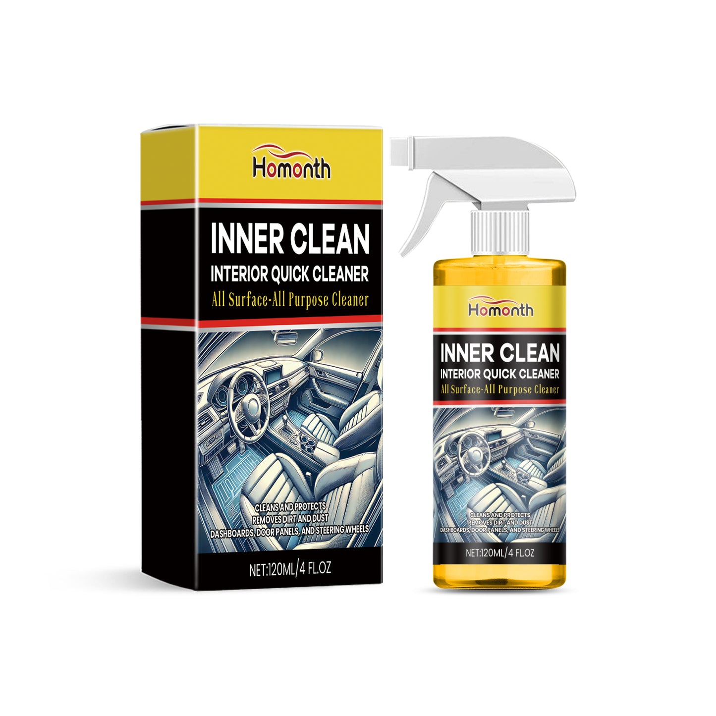 Car Interior Cleaner – Multi-Purpose Auto Cleaning Spray for Dashboard, Leather & Upholstery