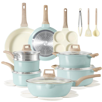 CAROTE 21-Piece Nonstick Cookware Set – Granite Coating, Induction Compatible, Pots & Pans with Lids