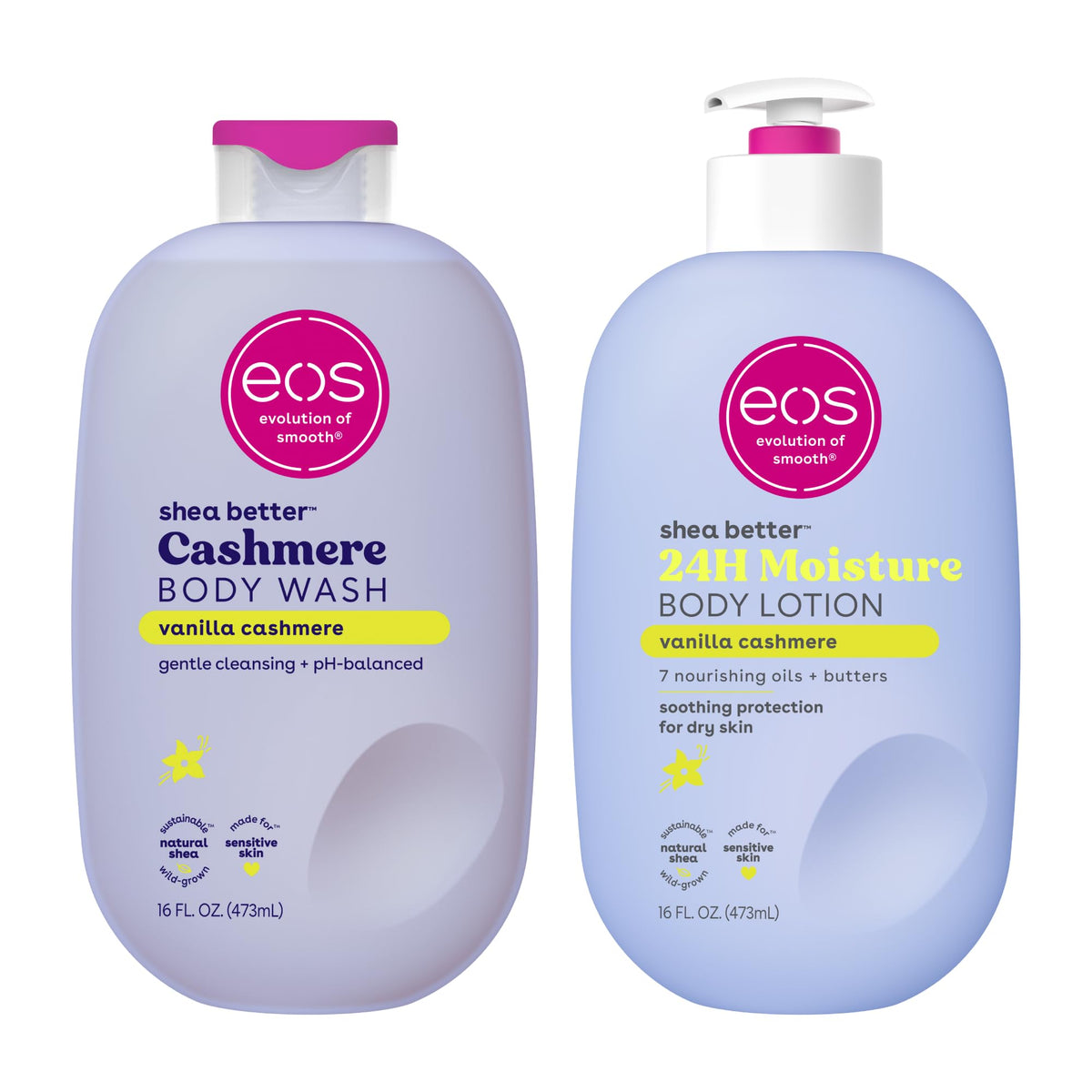 eos Shea Better Body Lotion – Vanilla Cashmere, 24-Hour Moisture, Non-Greasy, 16 fl oz