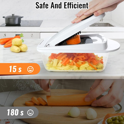 8 Blade All-in-1 Vegetable Chopper Mandoline Slicer with Container
