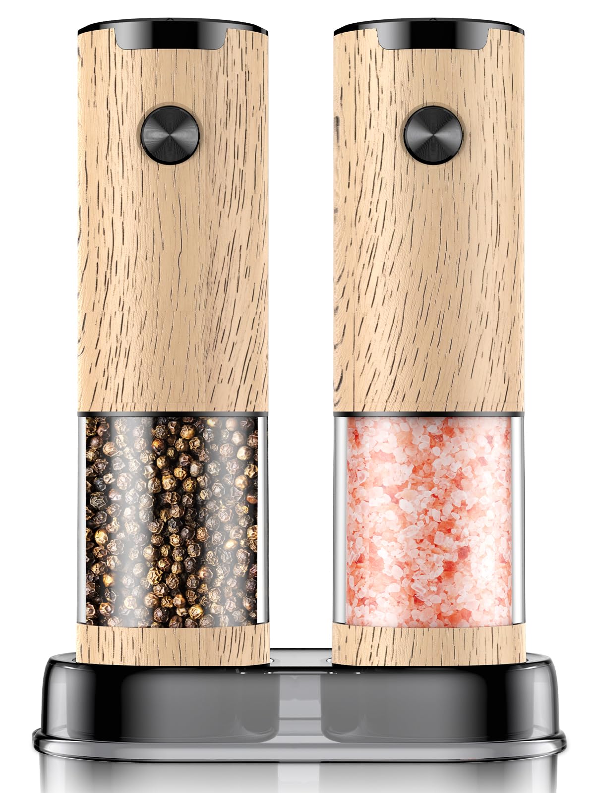 ioion Electric Salt & Pepper Grinder Set – 5 Grind Settings, LED Light, One-Hand Operation