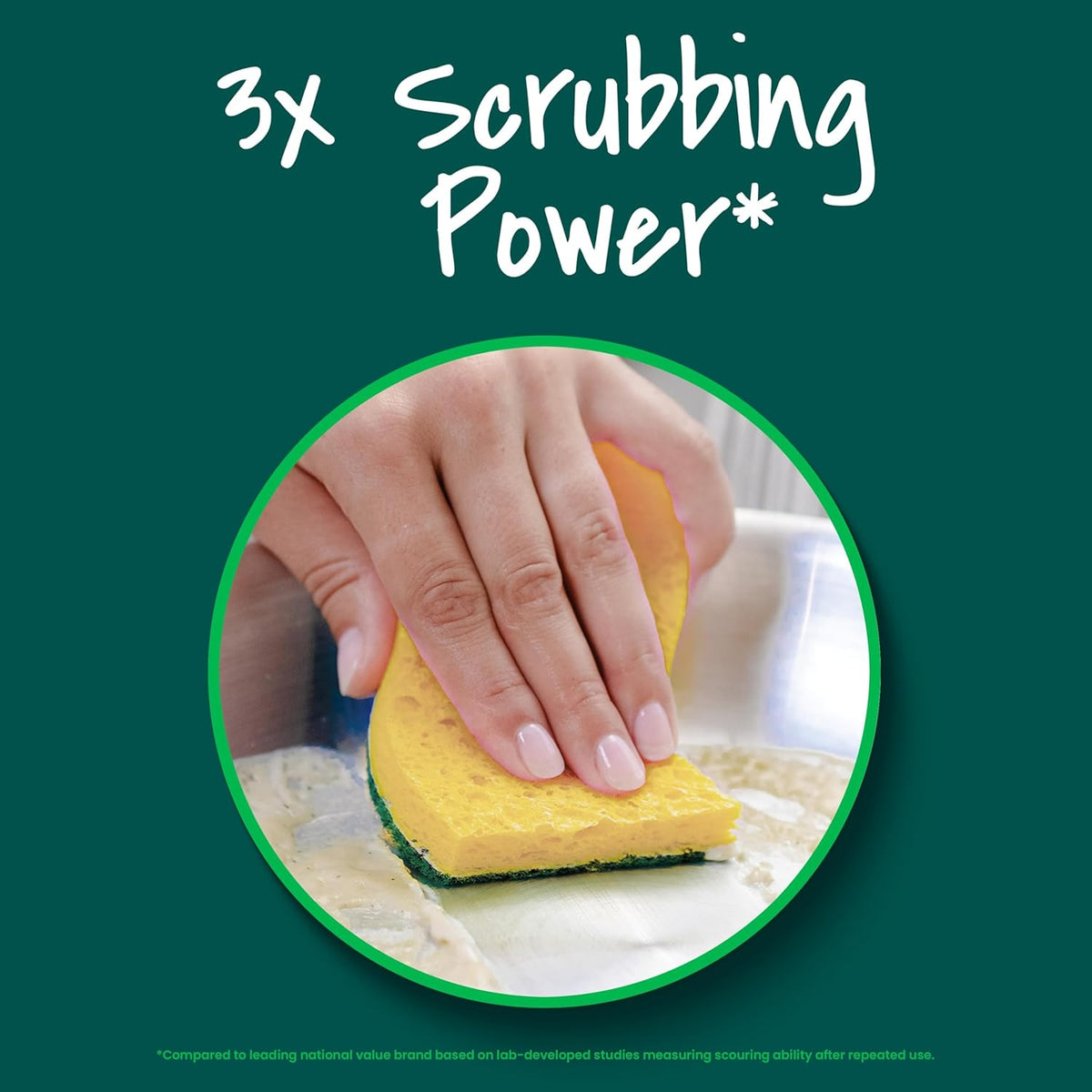 Scotch-Brite Heavy Duty Scrub Sponge – 6-Pack, 3X Scrubbing Power, Recycled Plastic Fibers