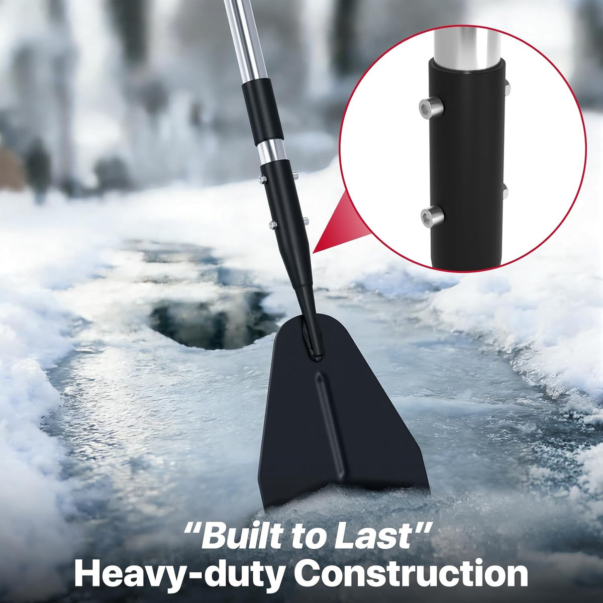 62" Serrated Ice Scraper & Chopper – Forged Steel Blade, Breaks Through Thick Ice on Driveways