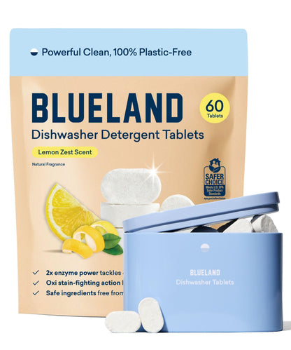 BLUELAND 100% Plastic-Free Dishwasher Detergent Tablets