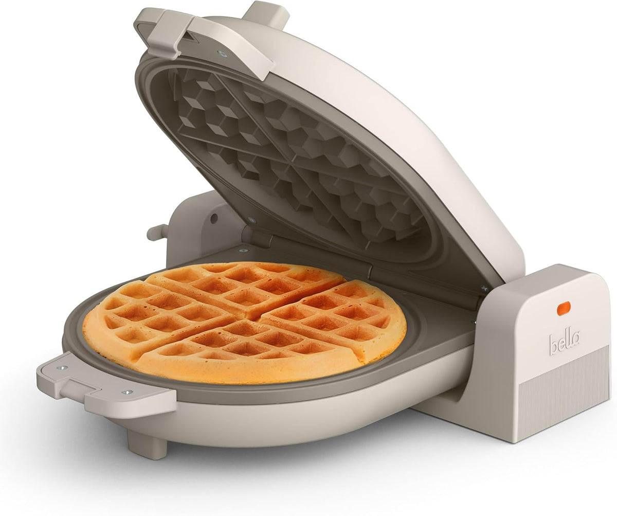 BELLA Flip & Store Belgian Waffle Maker – 1000W, Ceramic Nonstick, Compact Upright Storage