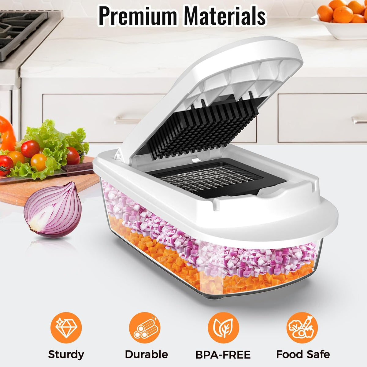 8 Blade All-in-1 Vegetable Chopper Mandoline Slicer with Container