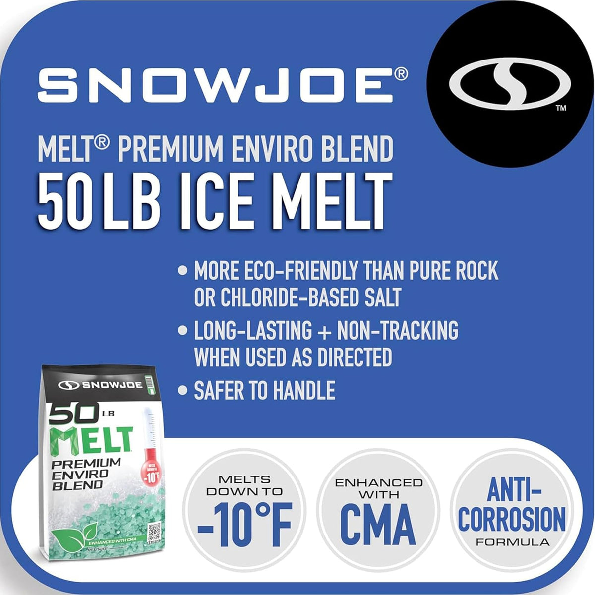 Snow Joe 2-Pack Premium Enviro Blend Ice Melt – Safer for Concrete & Pets, Effective to -15°F, 20 lb