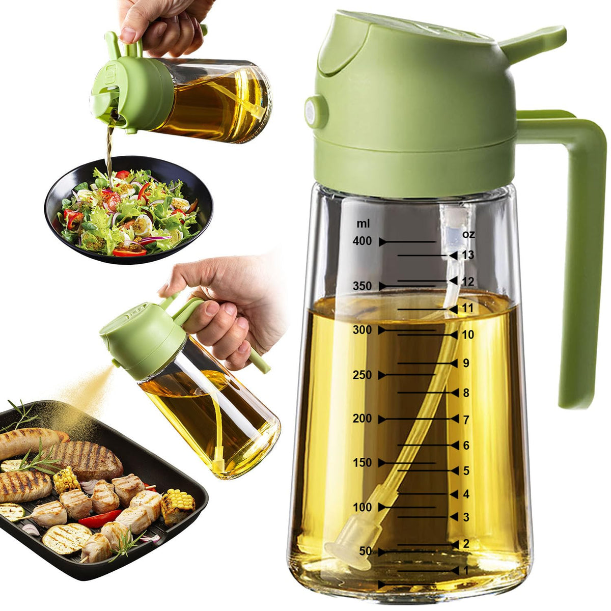 TrendPlain 16oz/470ml Glass Olive Oil Sprayer for Cooking