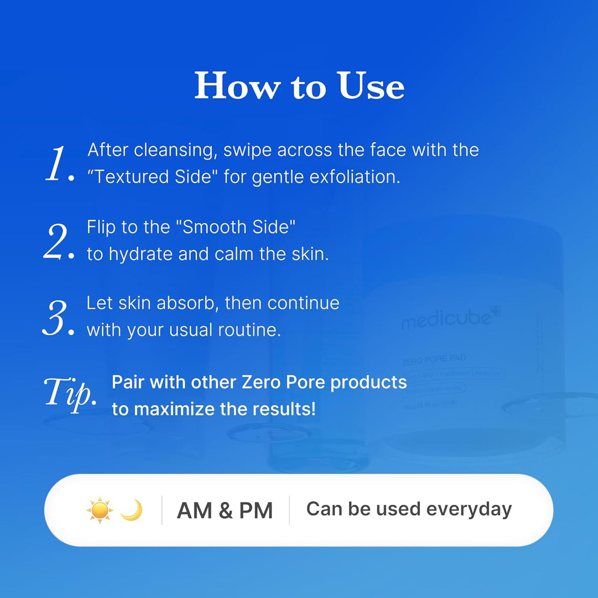 medicube Zero Pore Toner Pads 2.0 – AHA/BHA Exfoliating Pore Pads with Lavender Extract