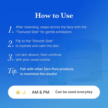 medicube Zero Pore Toner Pads 2.0 – AHA/BHA Exfoliating Pore Pads with Lavender Extract