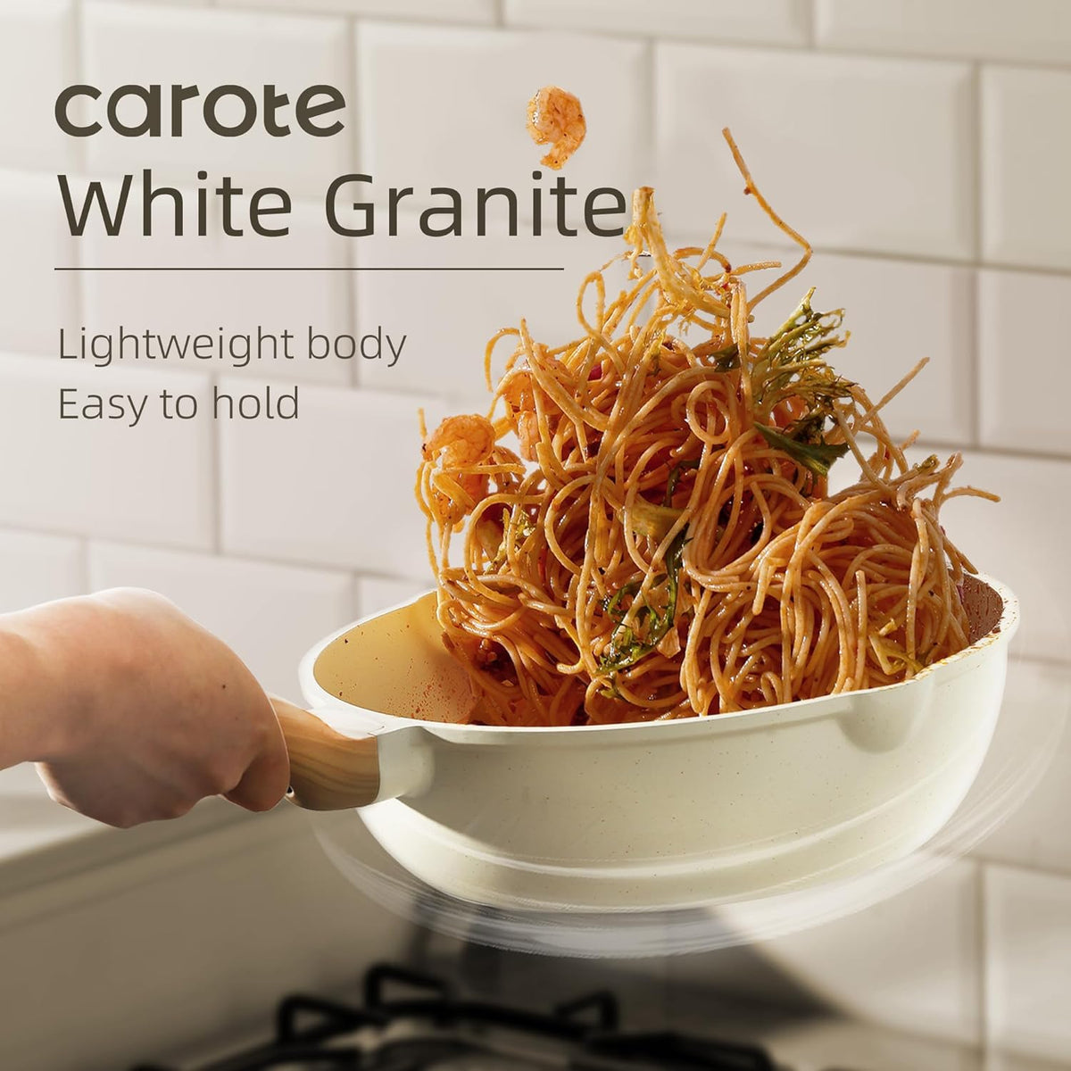 CAROTE 44-Piece Nonstick Cookware Set – Granite Coating, Induction Compatible, Includes Knives & Utensils