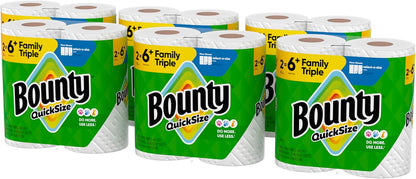 Bounty Quick-Size Paper Towels – 12 Triple Rolls (= 40+ Regular Rolls), 2X More Absorbent