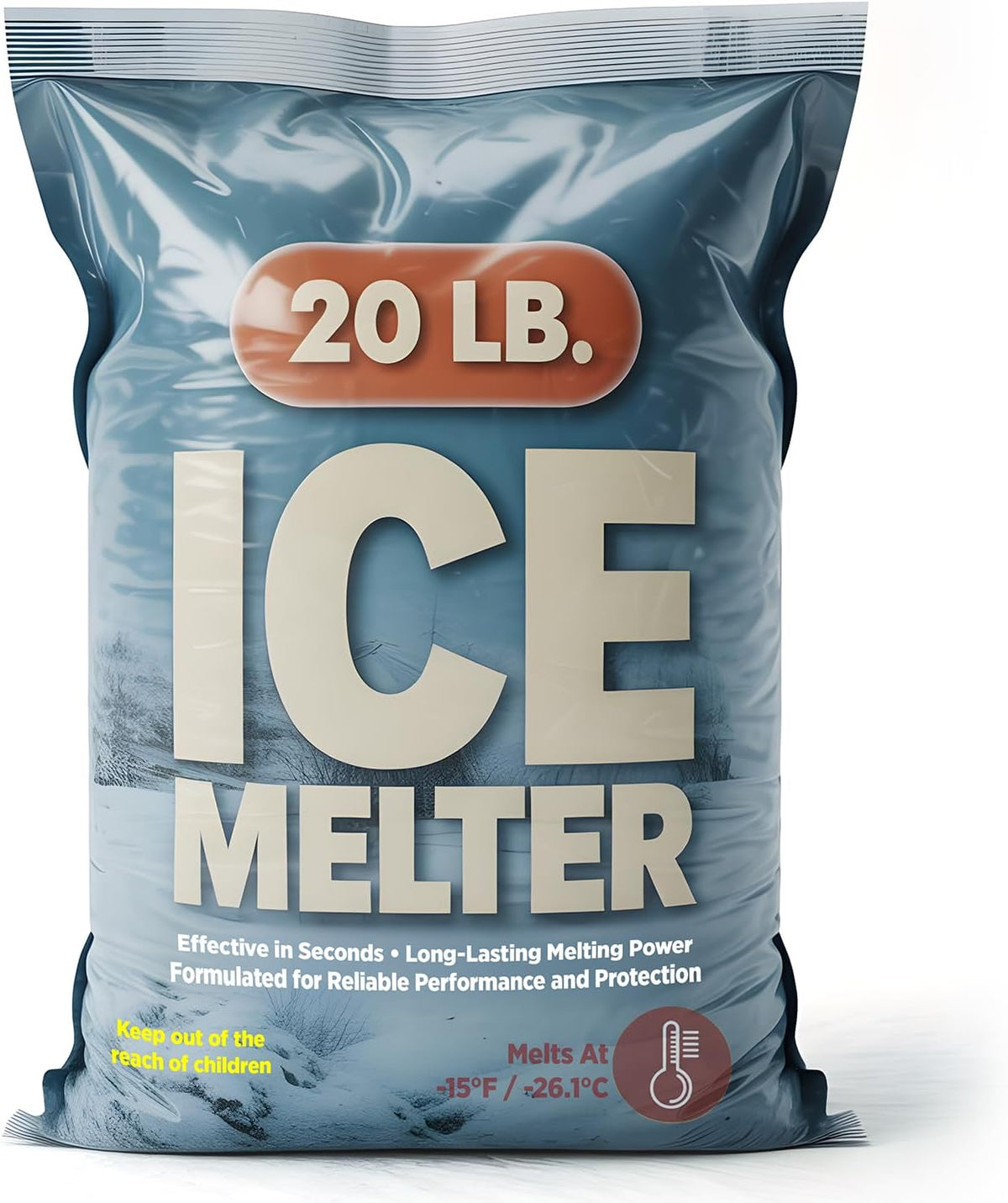 Ice Melt Safer for Concrete – Solar Salt & Glycol Blend, Effective to -15°F, 20 lb Bag