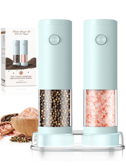 ioion Electric Salt & Pepper Grinder Set – 5 Grind Settings, LED Light, One-Hand Operation