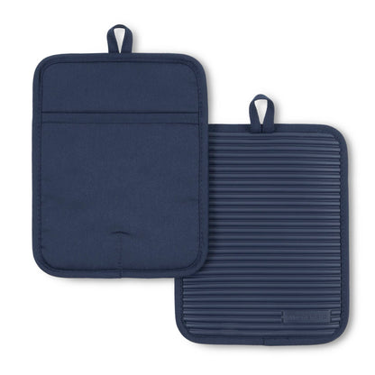 KitchenAid Ribbed Soft Silicone Pot Holder Set of 2 – Heat Resistant to 500°F, Waterproof, 7"×9"