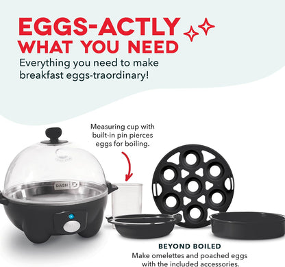 DASH Electric Rapid Egg Cooker – 6-Egg Capacity, Auto Shut-Off, Hard Boiled, Poached & Scrambled