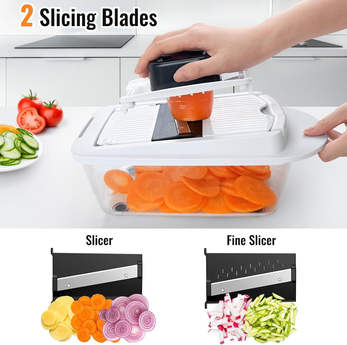 8 Blade All-in-1 Vegetable Chopper Mandoline Slicer with Container