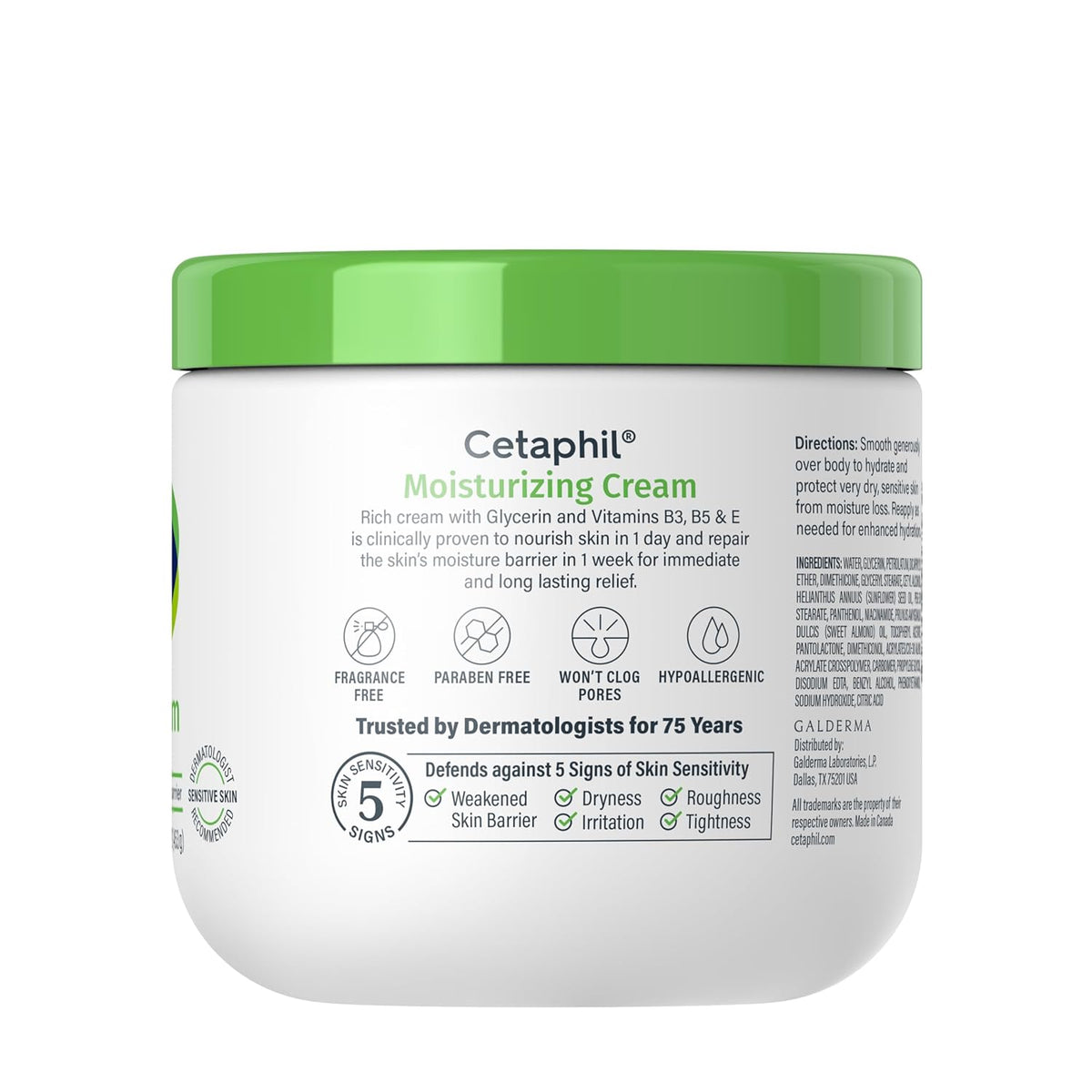 Cetaphil Moisturizing Cream for Dry to Very Dry Skin – 48-Hour Hydration, Fragrance-Free, 16 fl oz