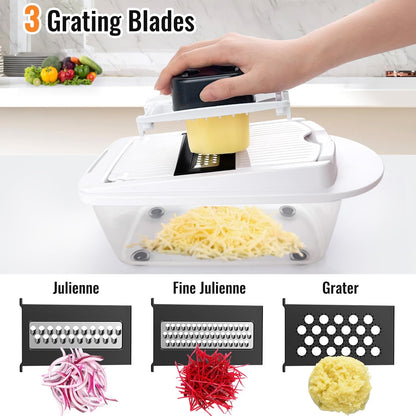 8 Blade All-in-1 Vegetable Chopper Mandoline Slicer with Container