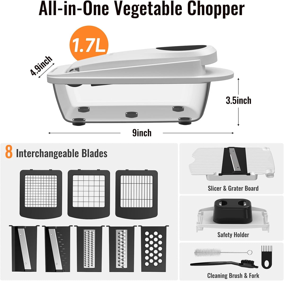 8 Blade All-in-1 Vegetable Chopper Mandoline Slicer with Container