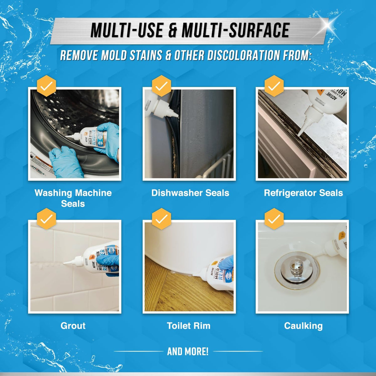 ACTIVE Mold & Mildew Stain Remover Gel – Clings to Vertical Surfaces, Eliminates Stains & Musty Odors