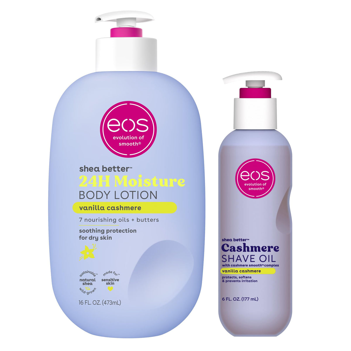 eos Shea Better Body Lotion – Vanilla Cashmere, 24-Hour Moisture, Non-Greasy, 16 fl oz