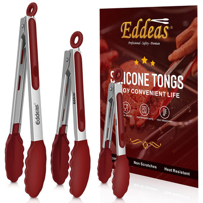 EDDEAS Stainless Steel Kitchen Tongs Set – Heat Resistant to 600°F, Locking, Set of 3 (7", 9", 12")
