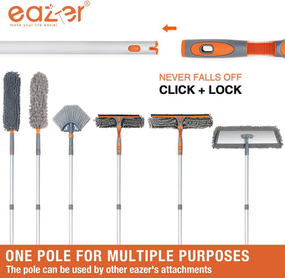 Eazer 62" Extendable Window Cleaning Kit – Rotate-Lock Squeegee, Dual Blades & 4 Microfiber Cloths