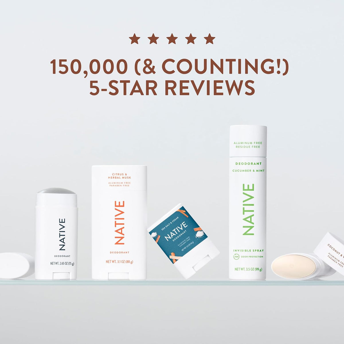 Native Aluminum-Free Deodorant – Coconut & Vanilla Scent, Naturally Derived, For Men & Women