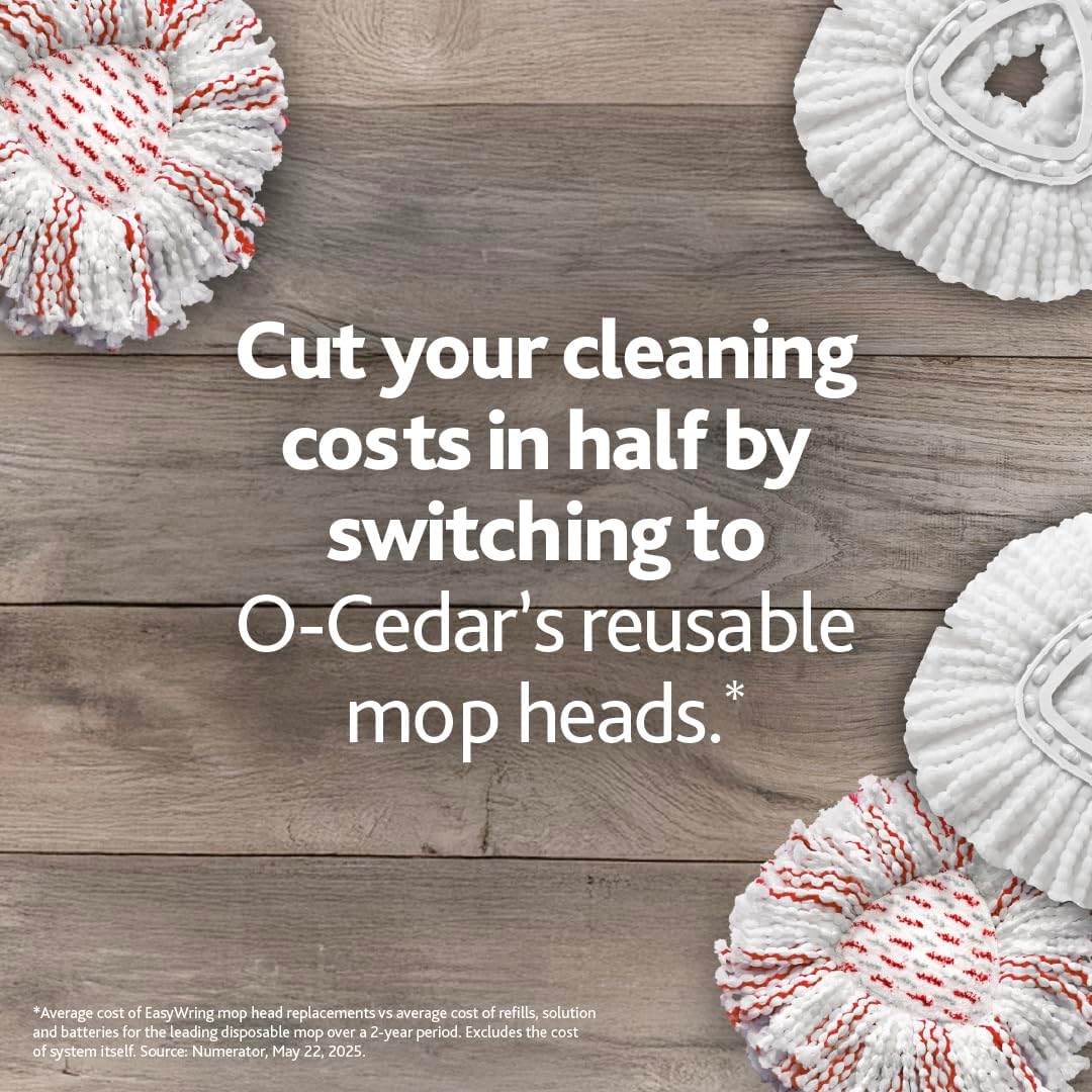 O-Cedar EasyWring Microfiber Spin Mop & Bucket System – Hands-Free Wringing, Machine-Washable Mop Head
