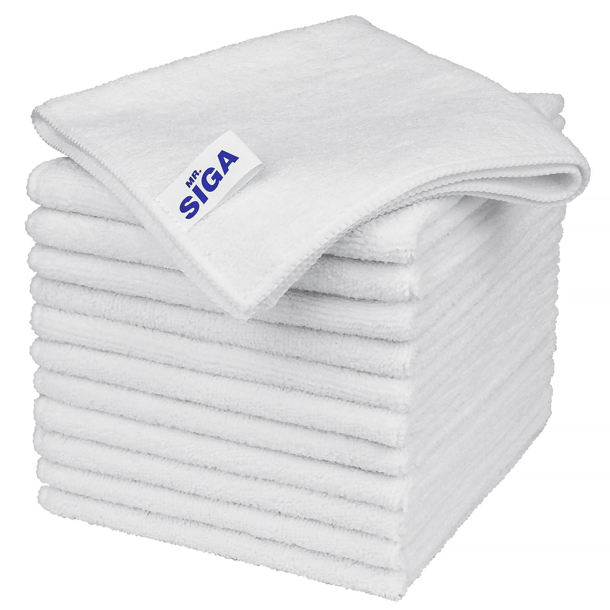 MR.SIGA Microfiber Cleaning Cloths – 12-Pack, Lint-Free, Ultra-Soft, 32x32 cm