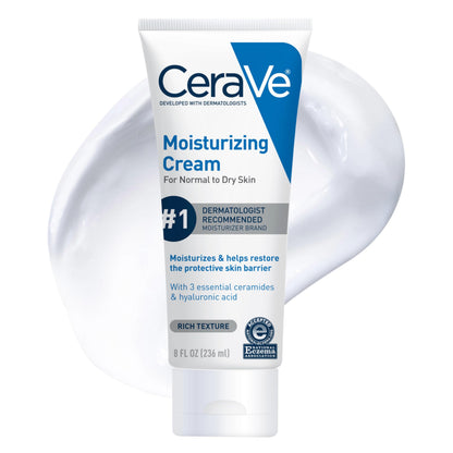 CeraVe Moisturizing Cream – 24-Hour Hydration with Ceramides & Hyaluronic Acid, Fragrance-Free, 19 fl oz