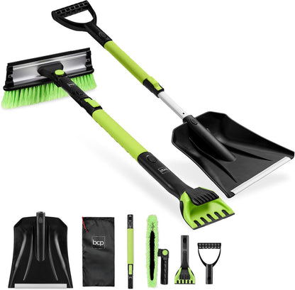 Best Choice Products 4-in-1 Snow Brush with Shovel – Telescoping Handle, Scraper, Squeegee & Carry Bag