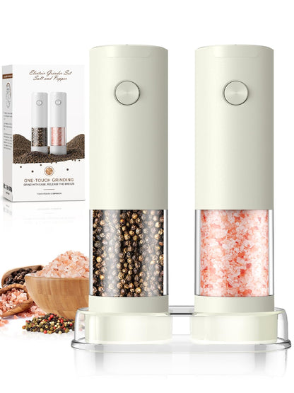ioion Electric Salt & Pepper Grinder Set – 5 Grind Settings, LED Light, One-Hand Operation