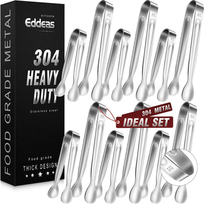 EDDEAS Stainless Steel Kitchen Tongs Set – Heat Resistant to 600°F, Locking, Set of 3 (7", 9", 12")