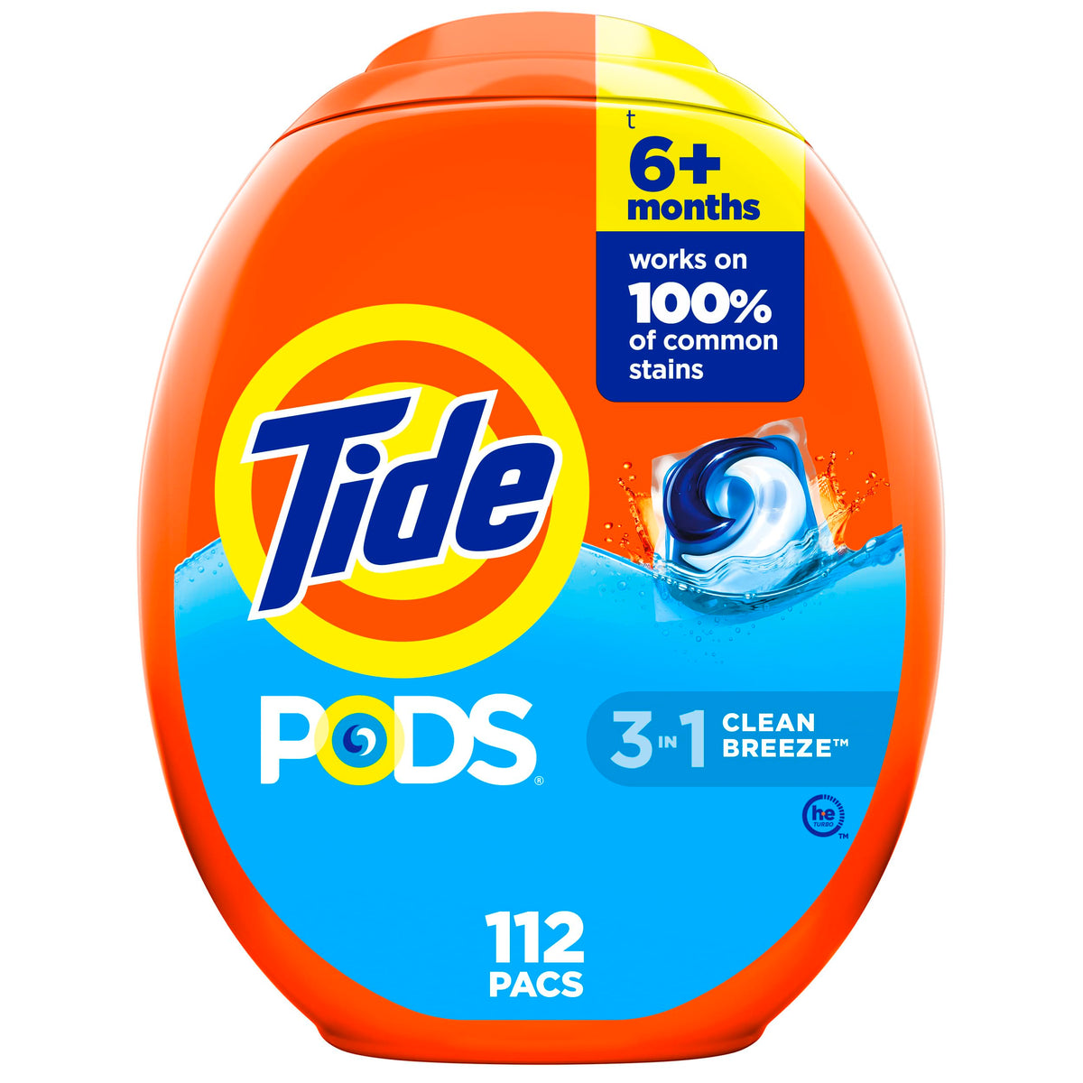 Tide PODS 3-in-1 Laundry Detergent Pacs – 112-Count, Stain Remover, Odor Fighter & Color Protector
