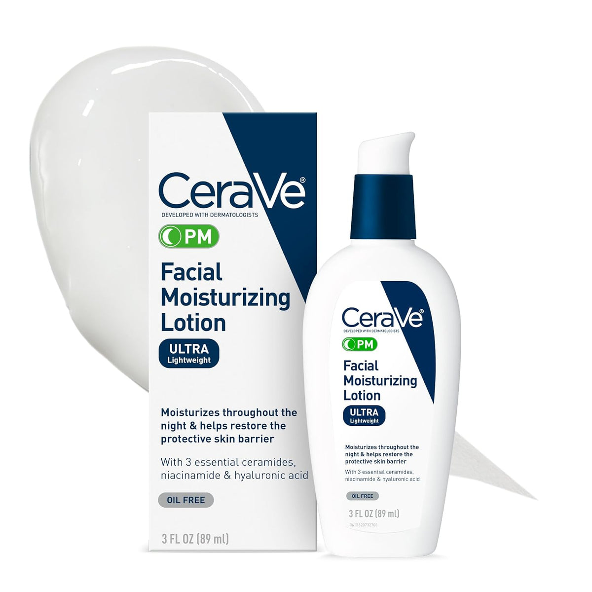 CeraVe PM Facial Moisturizing Lotion – Oil-Free Night Lotion with Ceramides & Niacinamide