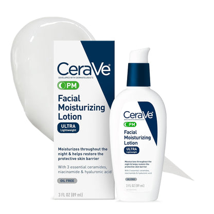 CeraVe PM Facial Moisturizing Lotion – Oil-Free Night Lotion with Ceramides & Niacinamide