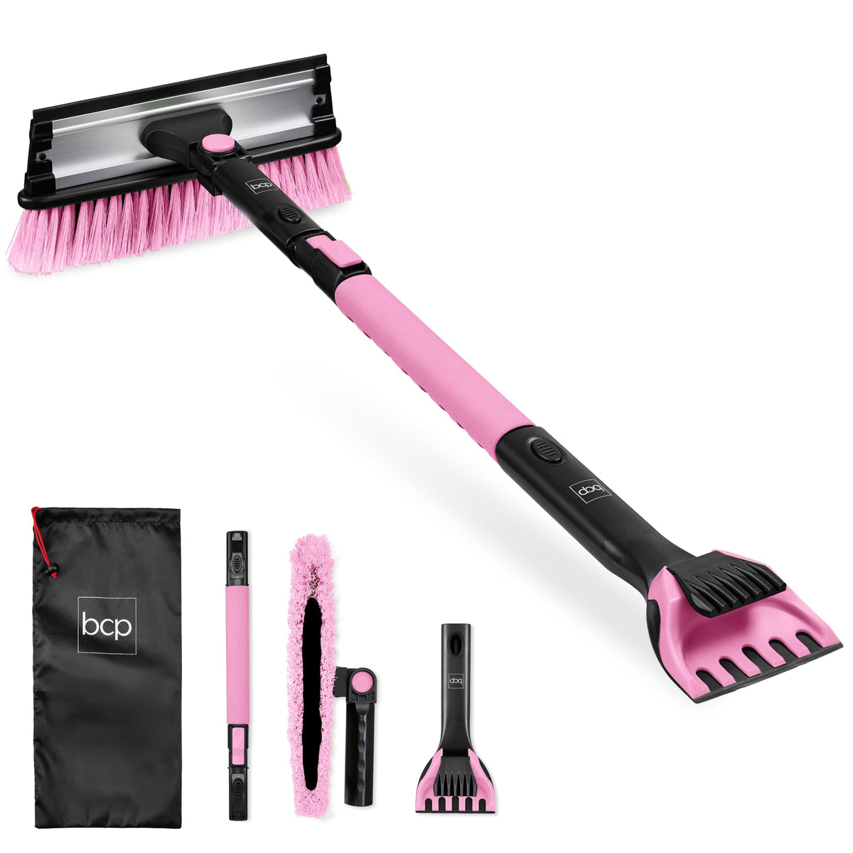 Best Choice Products 4-in-1 Snow Brush with Shovel – Telescoping Handle, Scraper, Squeegee & Carry Bag