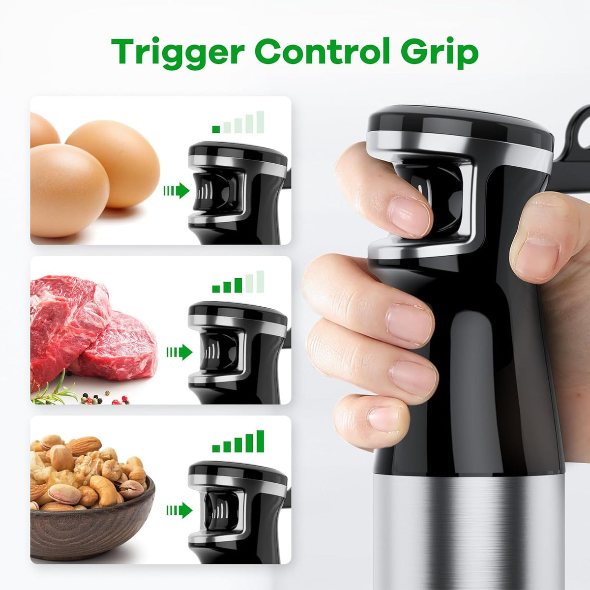 Turelar 1100W Immersion Blender Set – 5-Speed Hand Blender with Whisk, Frother & Food Processor, BPA-Free