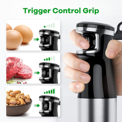 Turelar 1100W Immersion Blender Set – 5-Speed Hand Blender with Whisk, Frother & Food Processor, BPA-Free