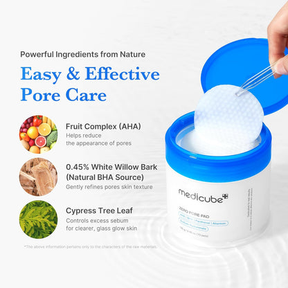 medicube Zero Pore Toner Pads 2.0 – AHA/BHA Exfoliating Pore Pads with Lavender Extract