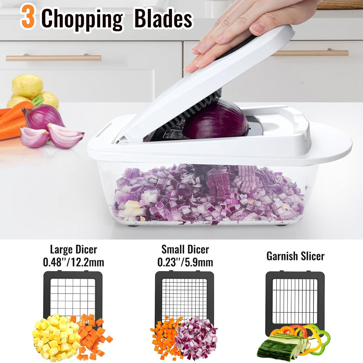 8 Blade All-in-1 Vegetable Chopper Mandoline Slicer with Container