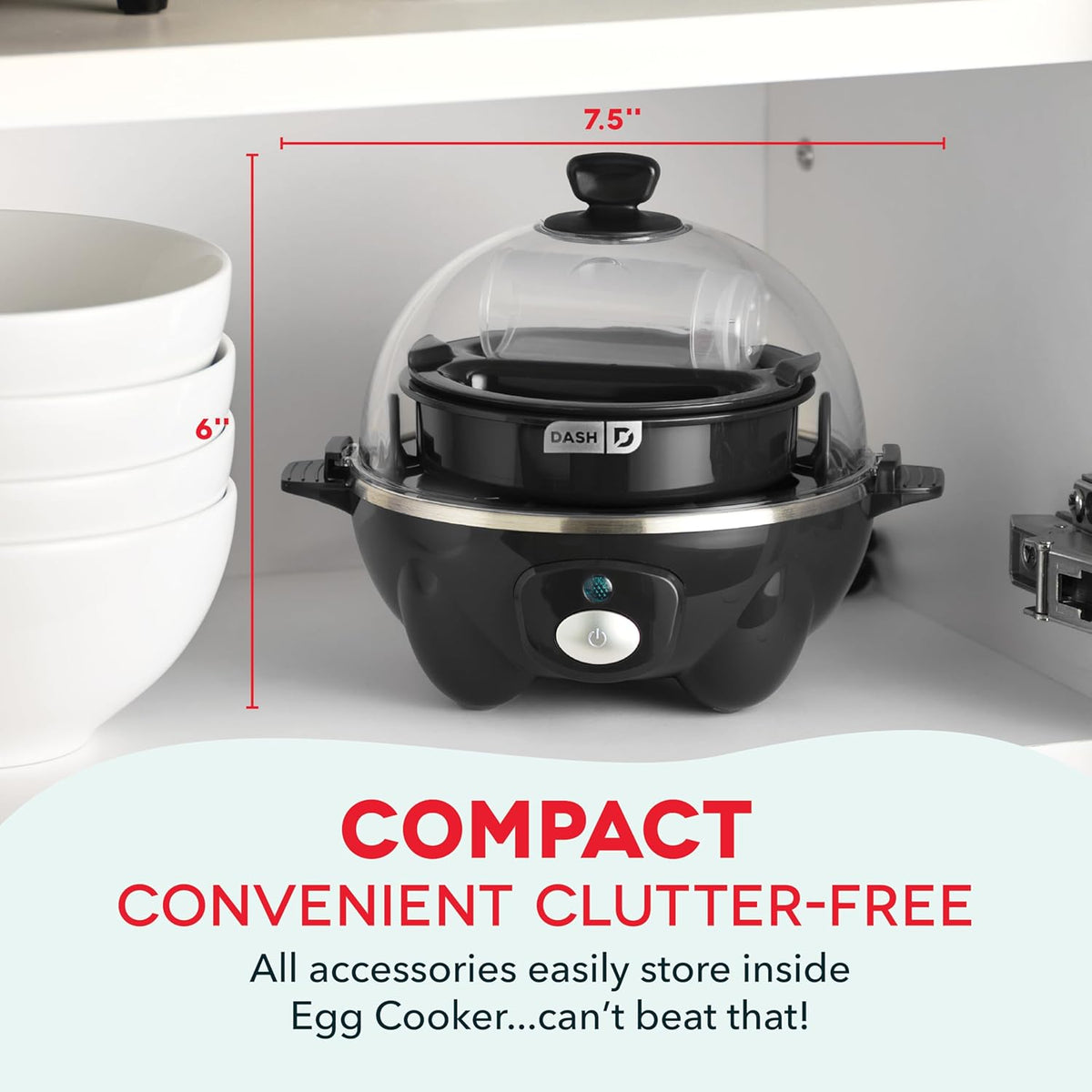 DASH Electric Rapid Egg Cooker – 6-Egg Capacity, Auto Shut-Off, Hard Boiled, Poached & Scrambled