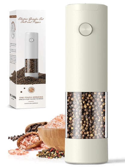 ioion Electric Salt & Pepper Grinder Set – 5 Grind Settings, LED Light, One-Hand Operation