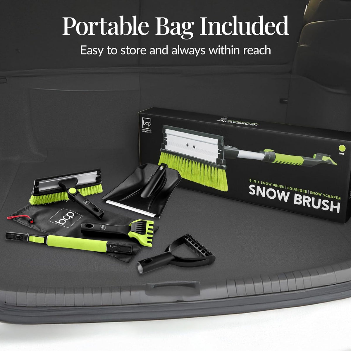 Best Choice Products 4-in-1 Snow Brush with Shovel – Telescoping Handle, Scraper, Squeegee & Carry Bag