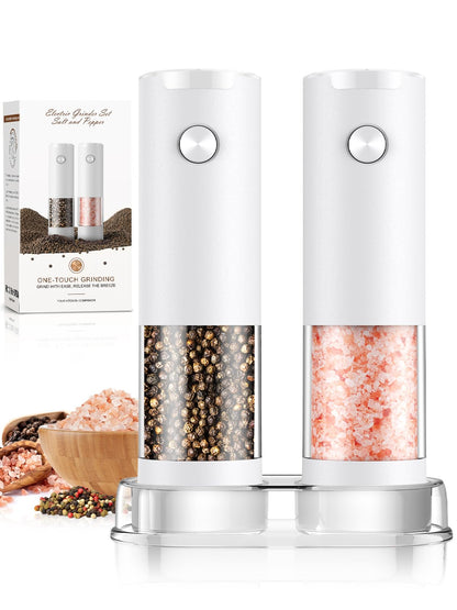 ioion Electric Salt & Pepper Grinder Set – 5 Grind Settings, LED Light, One-Hand Operation
