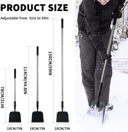 Flat Shovel with Adjustable Stainless Steel Handle – Carbon Steel Blade, Snow, Weeding & Earthwork