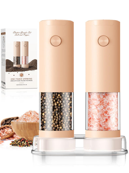 ioion Electric Salt & Pepper Grinder Set – 5 Grind Settings, LED Light, One-Hand Operation